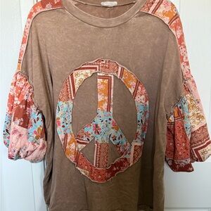 Bohemian Patchwork Peace Sign Tee